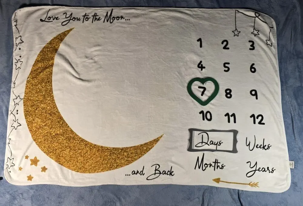 Baby Milestone Blanket 60x40 Love You to the Moon Monthly Photo Backdrop